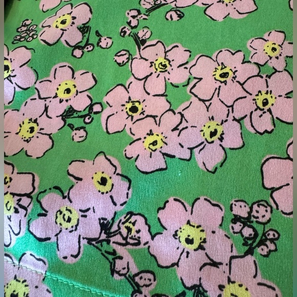 Kate Spade Charm Floral Button Down Pajama Top Short Sleeve Green & Pink Sz Med - Picture 8 of 16